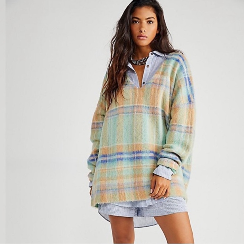 BNWT Free People Primrose plaid pullover sweater